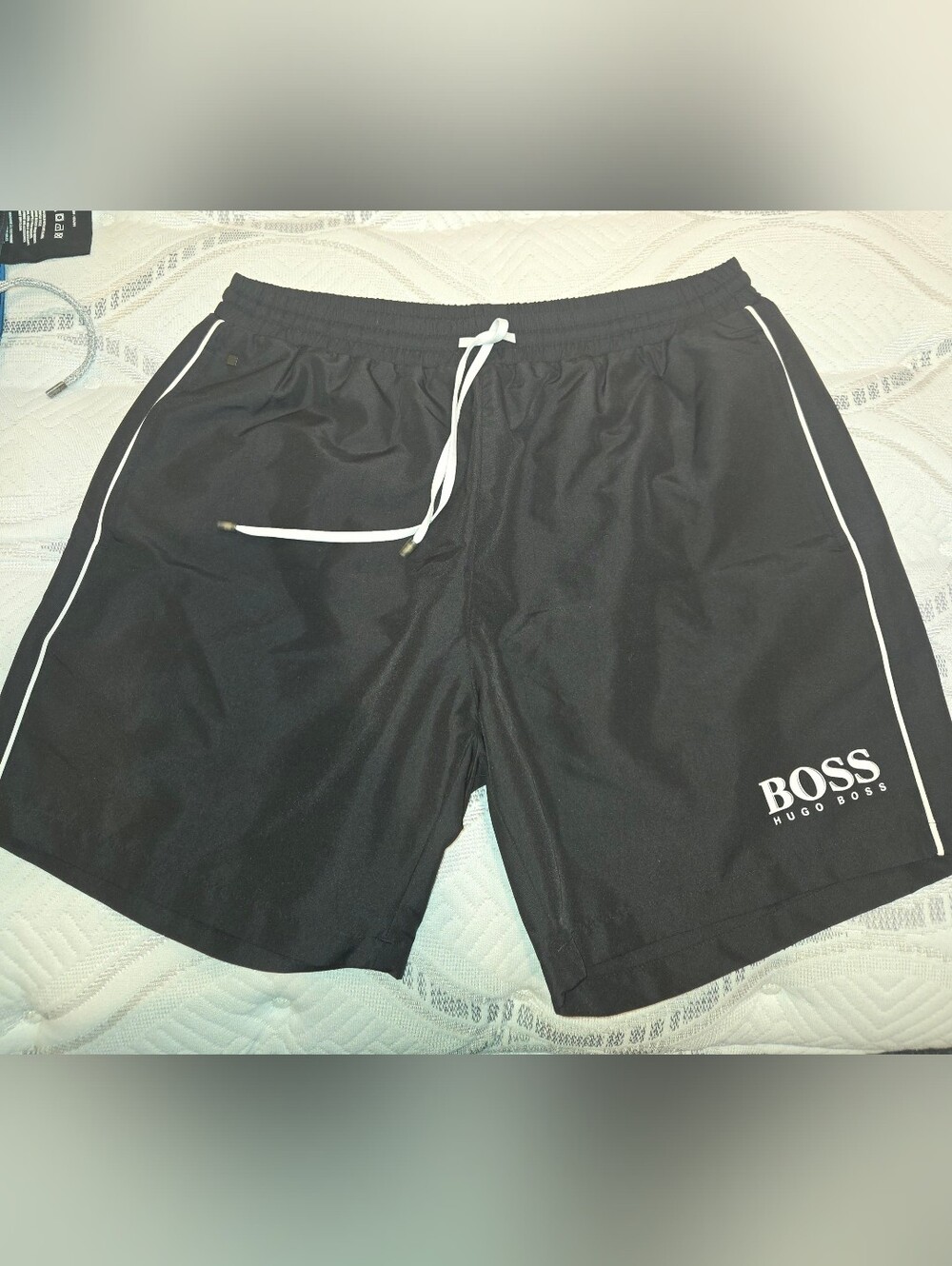 BOSS Hugo Boss Starfish BM Swim Trunks Shorts Black White Trim Men's M NWT